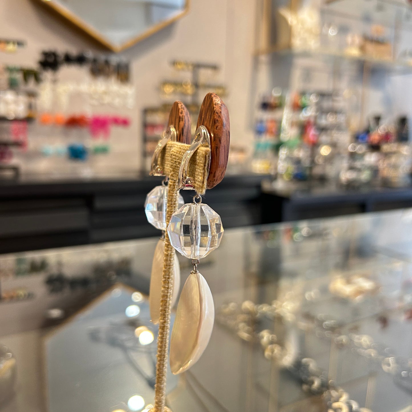 Aros madera nacar y resina largo