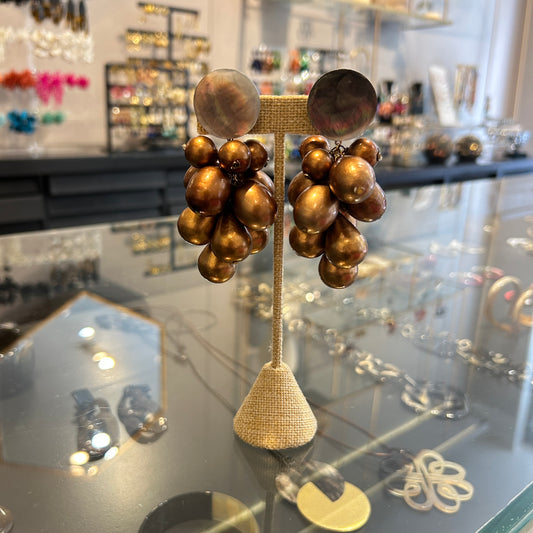 aros perlas bronce con nacar 