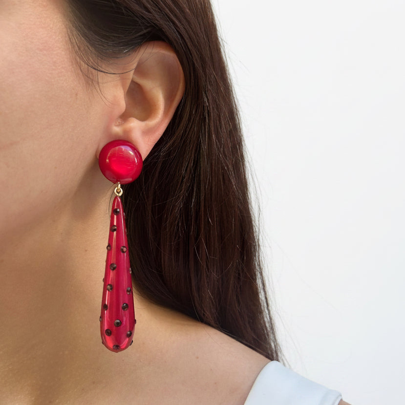 Aros gota fucsia
