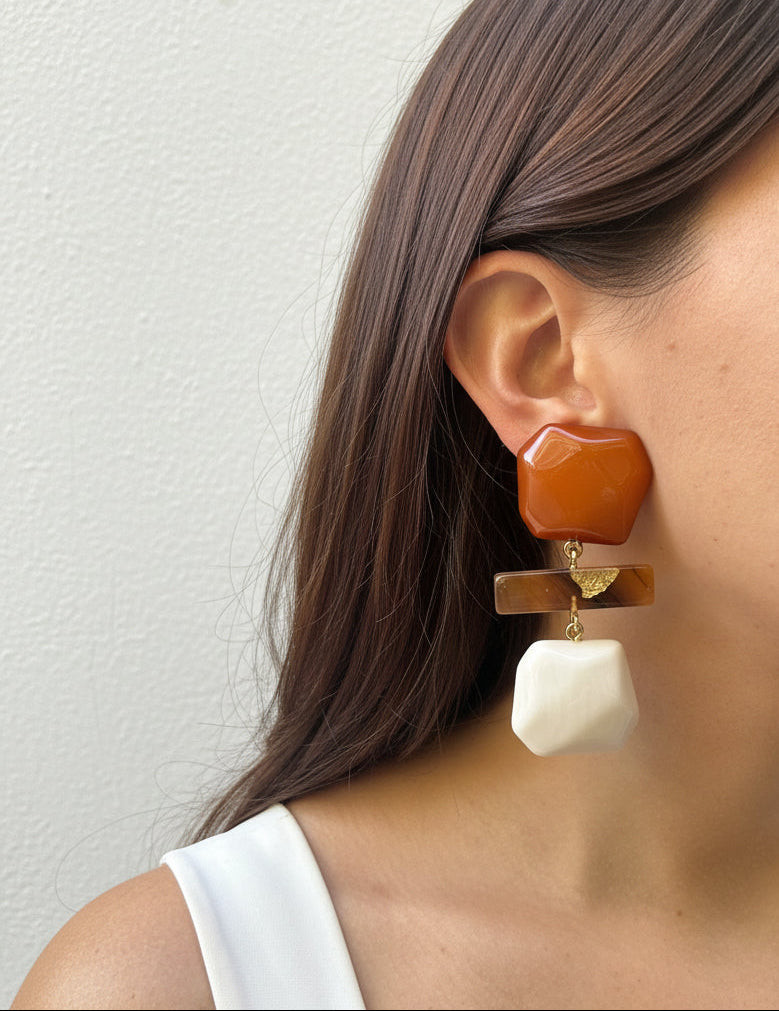 Aros geometrica blanco y marron