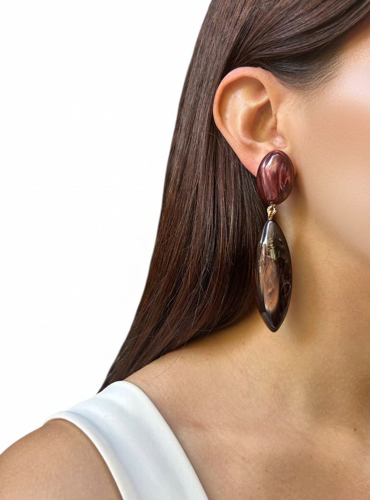 Aros alargados bordo y marron