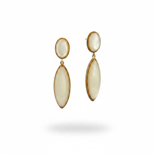 Aros alargados beige y marrón