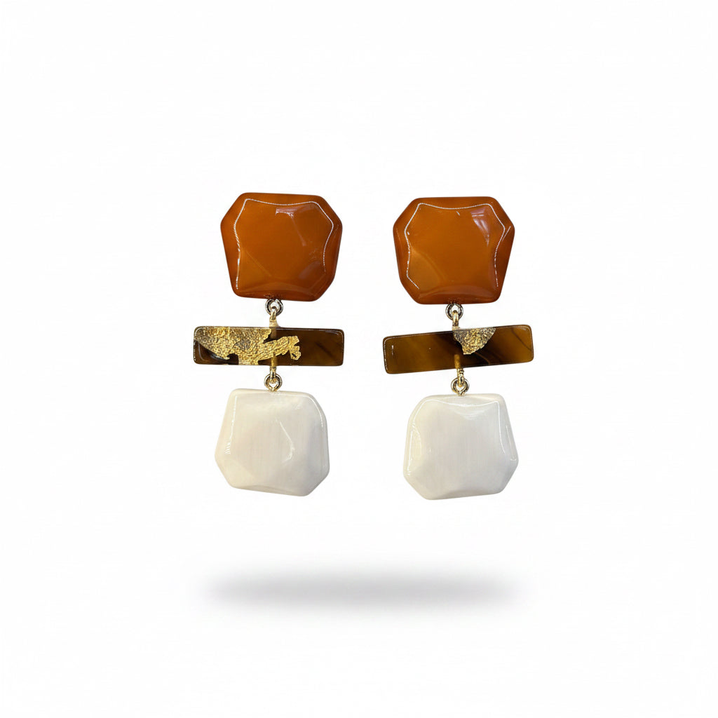 aros de resina  marron y blanco 
