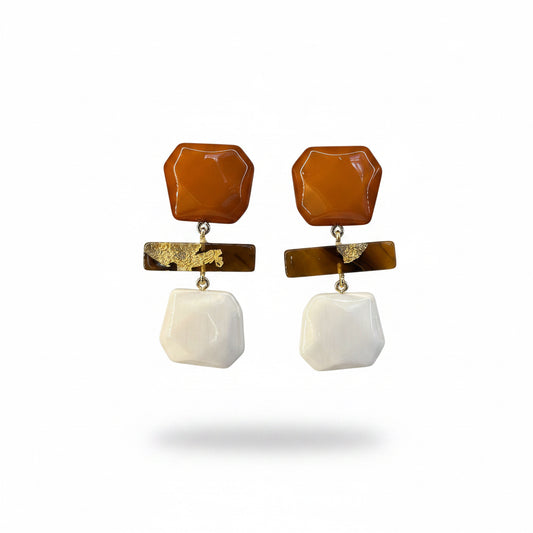 aros de resina  marron y blanco 