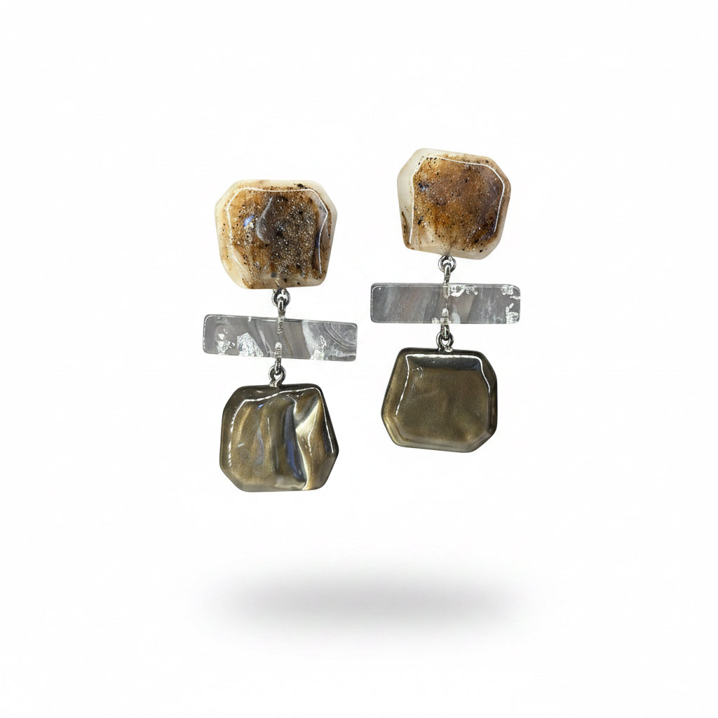 aros de resina beige y gris 