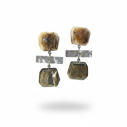 aros de resina beige y gris 