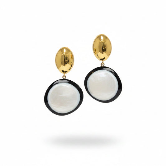 aros blanco y negro con dorado 