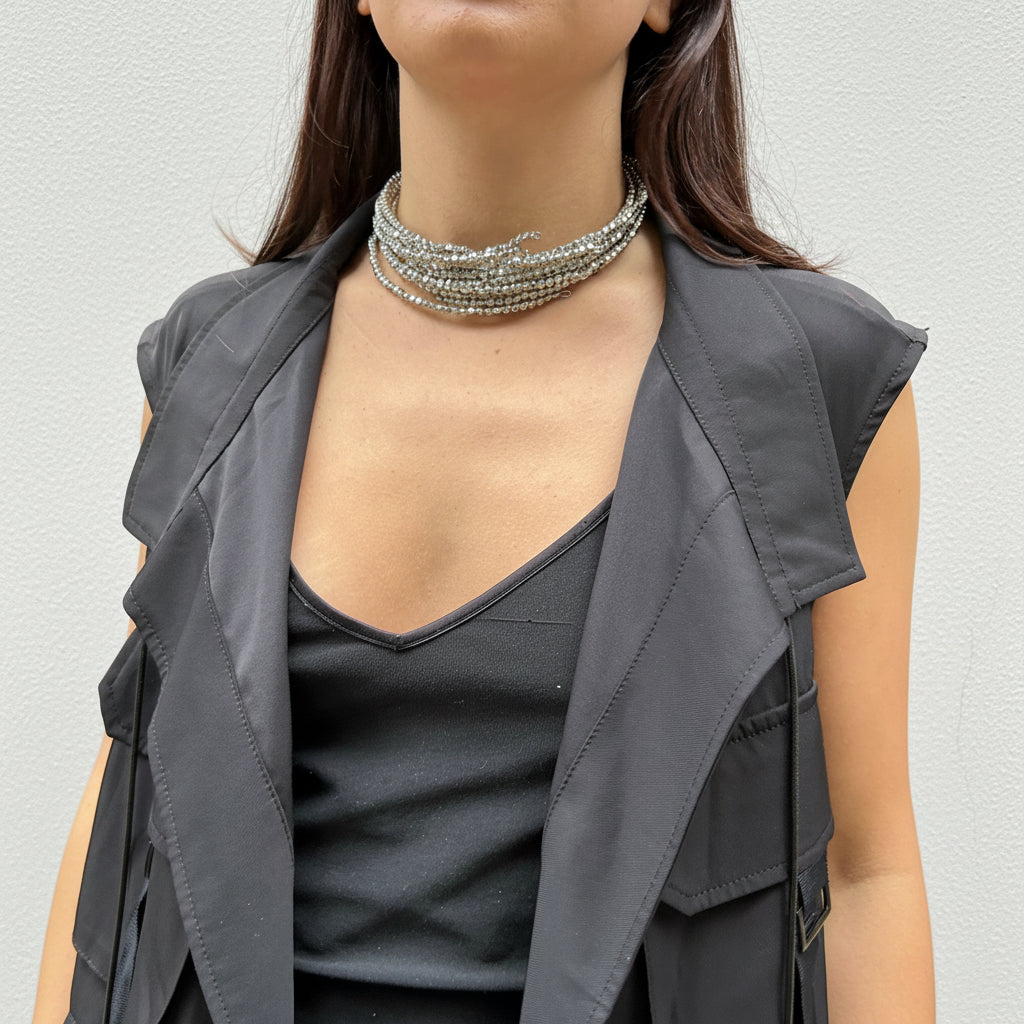 Choker plateado mate