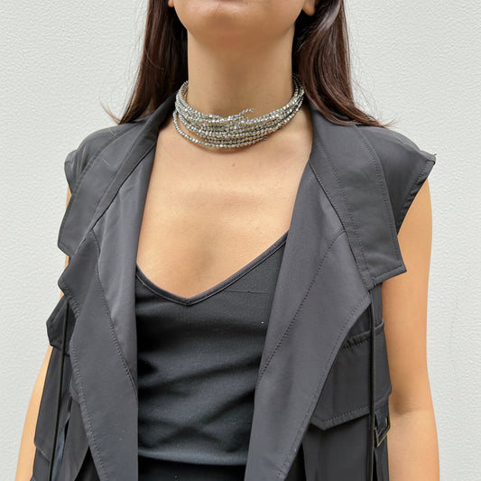 Choker plateado mate