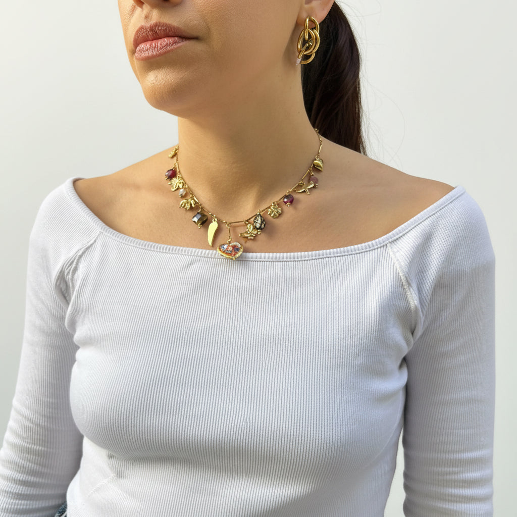 Collar mix dijes con corazón