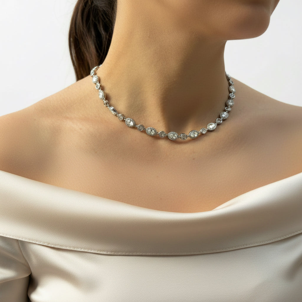 Collar zirconia piezas ovaladas