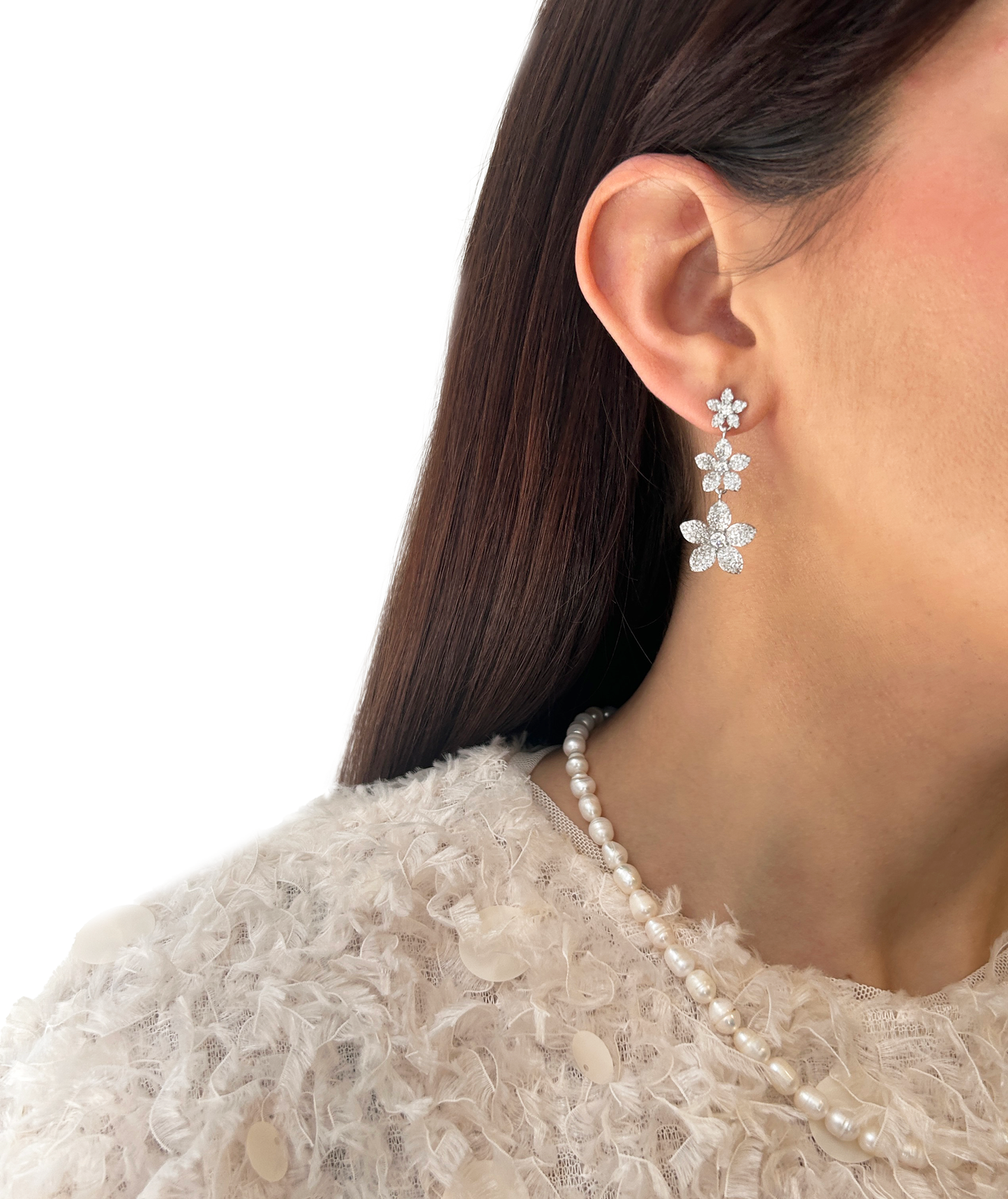 Aros triple flor zirconia