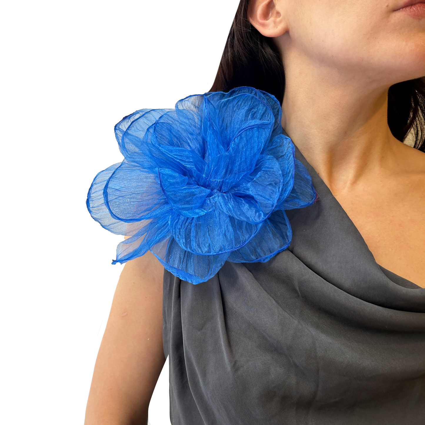 Broche  flor organza grande