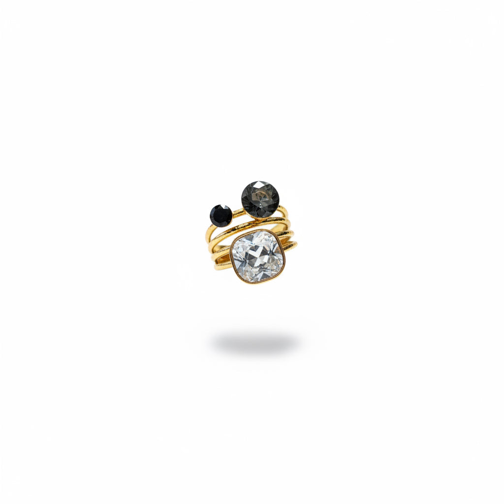 Anillo humo plateado y negro