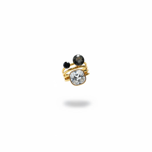 Anillo humo plateado y negro