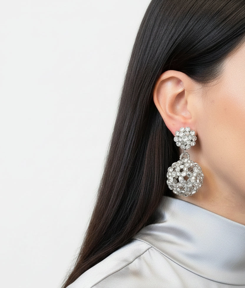 Aros esfera plateados