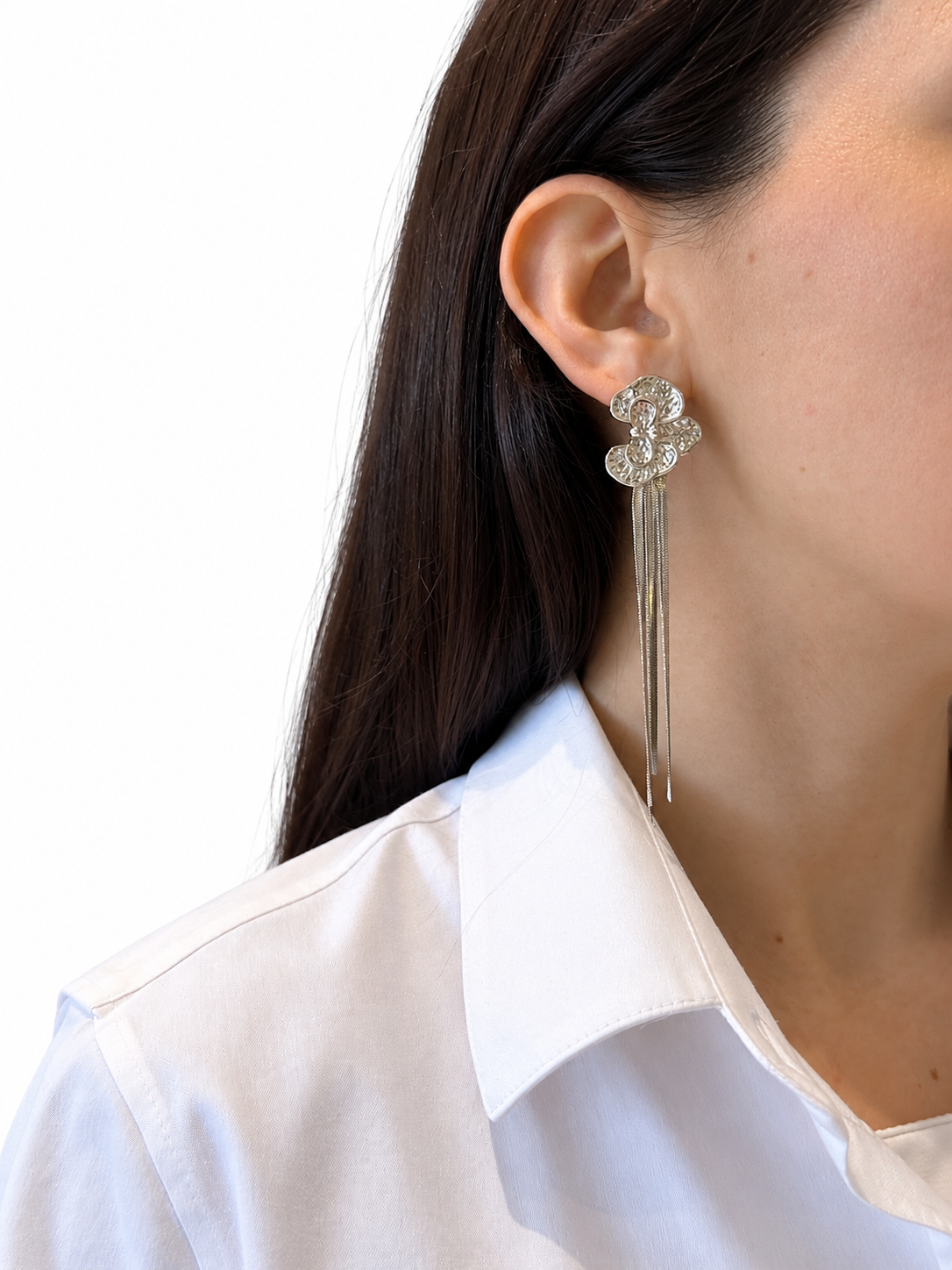 Aros flor con cadenas