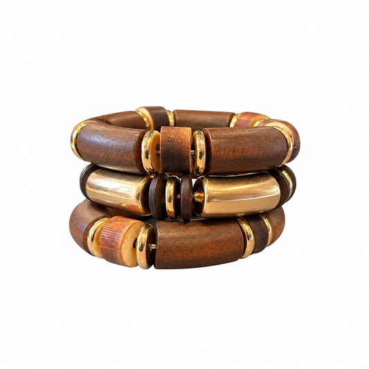 Conjunto pulseras madera