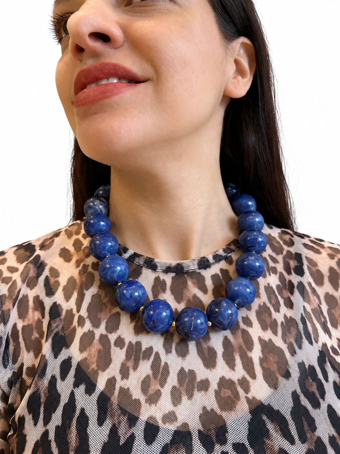 Collar esferas marmolado