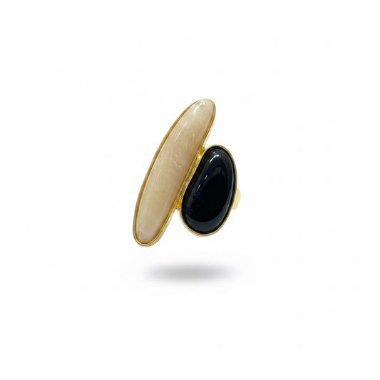Anillo beige y  negro