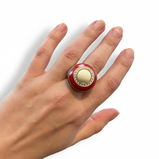 Anillo crema y rojo
