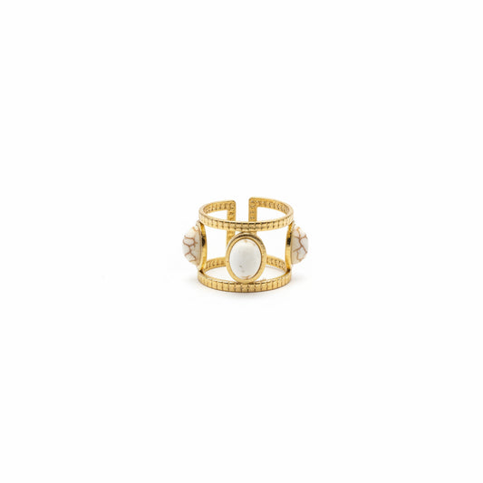 Anillo triple piedra blanca