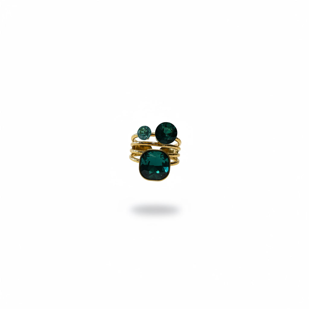 anillo verde de cristal 