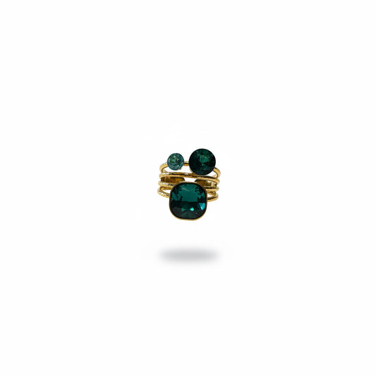 anillo verde de cristal 