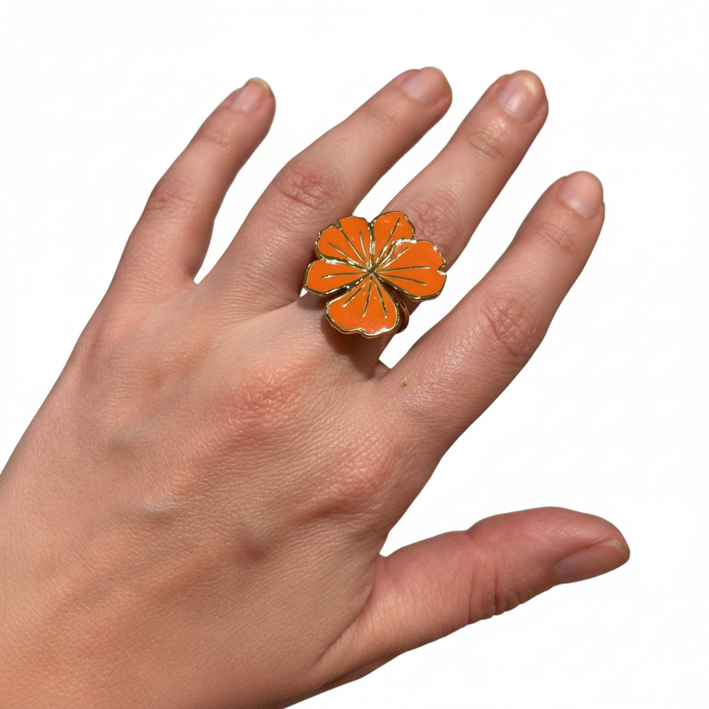 Anillo flor esmaltada