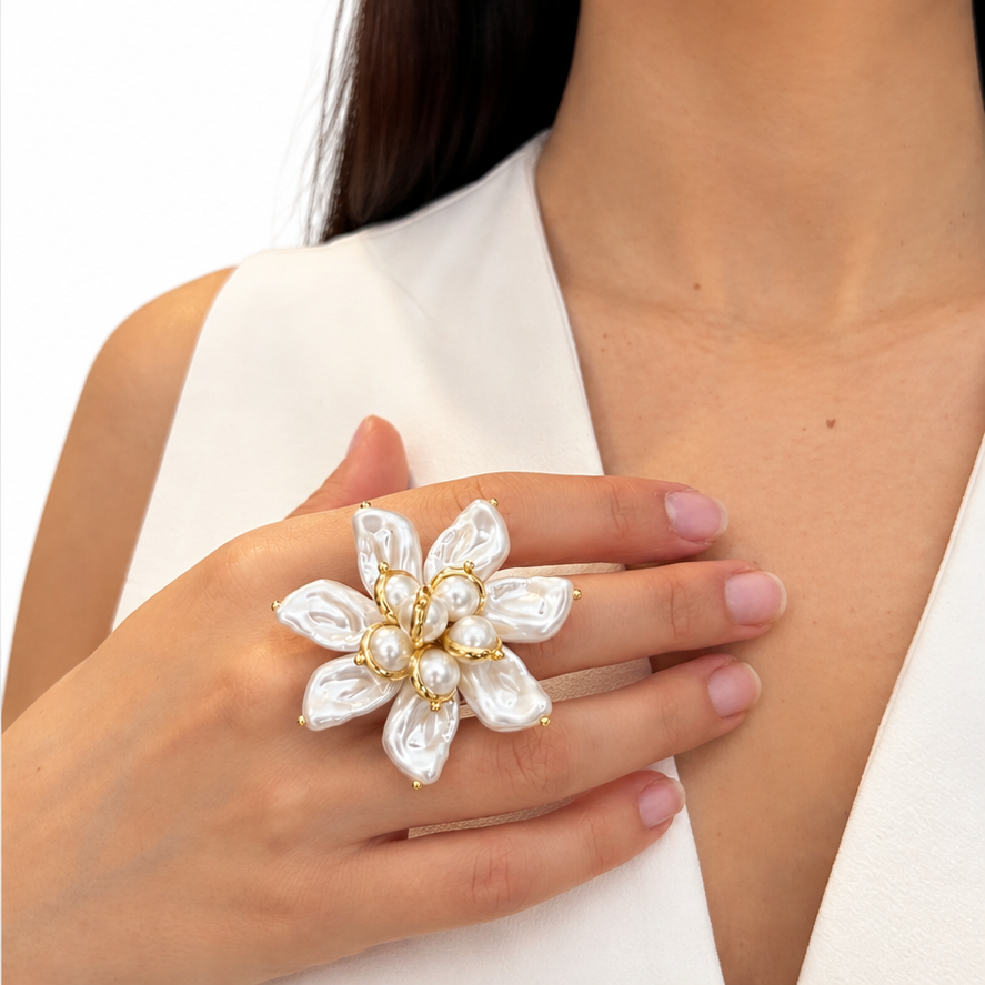 Anillo flor de perla