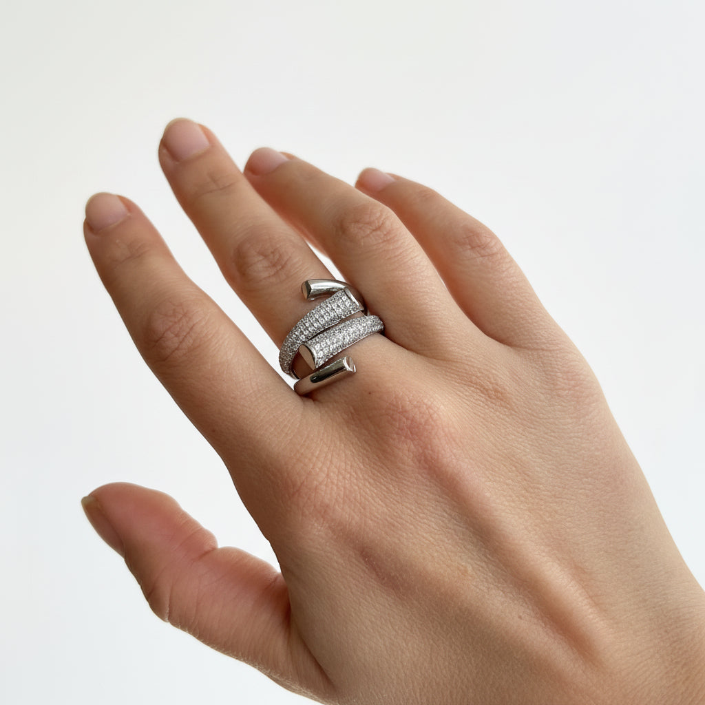 Anillo  zirconia y acero