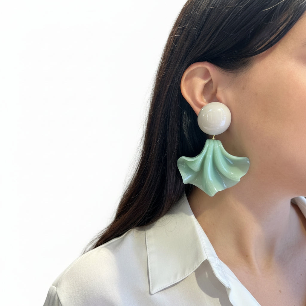 Aros verde agua y beige