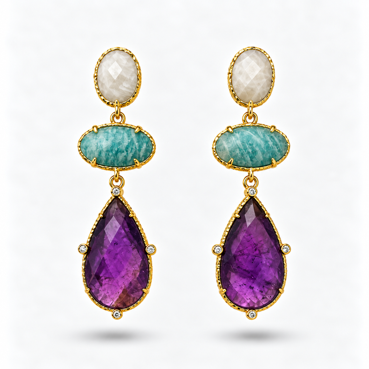 Aros amatista y turquesa