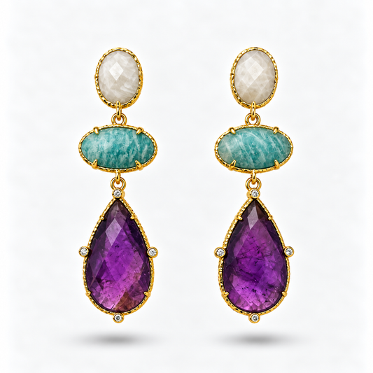 Aros amatista y turquesa