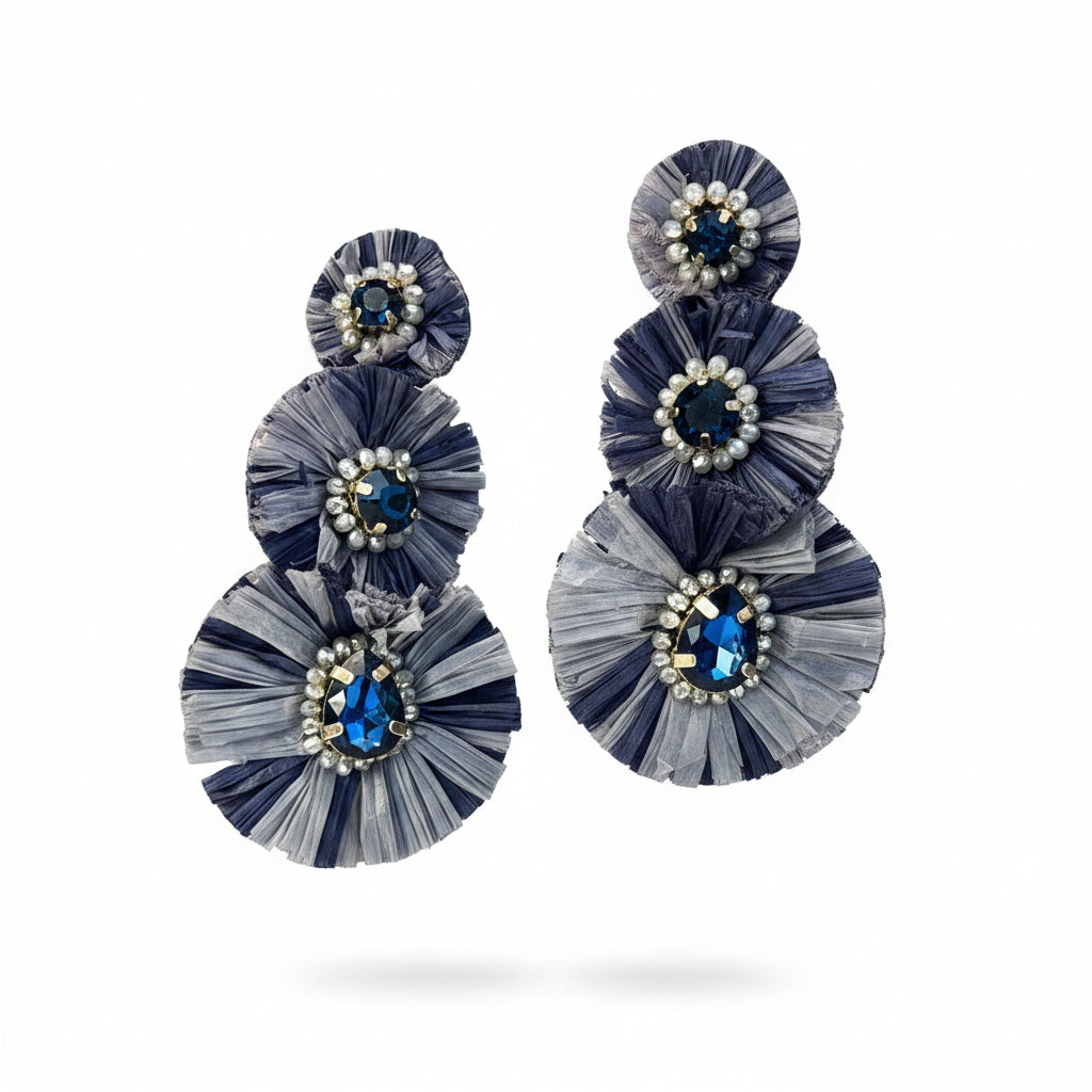 aros azules de rafia 