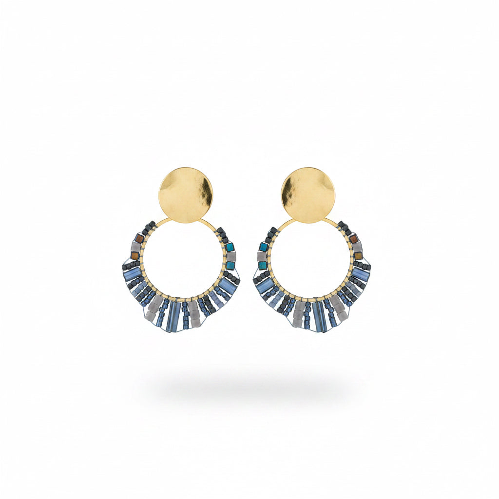Aros mostacillas azules