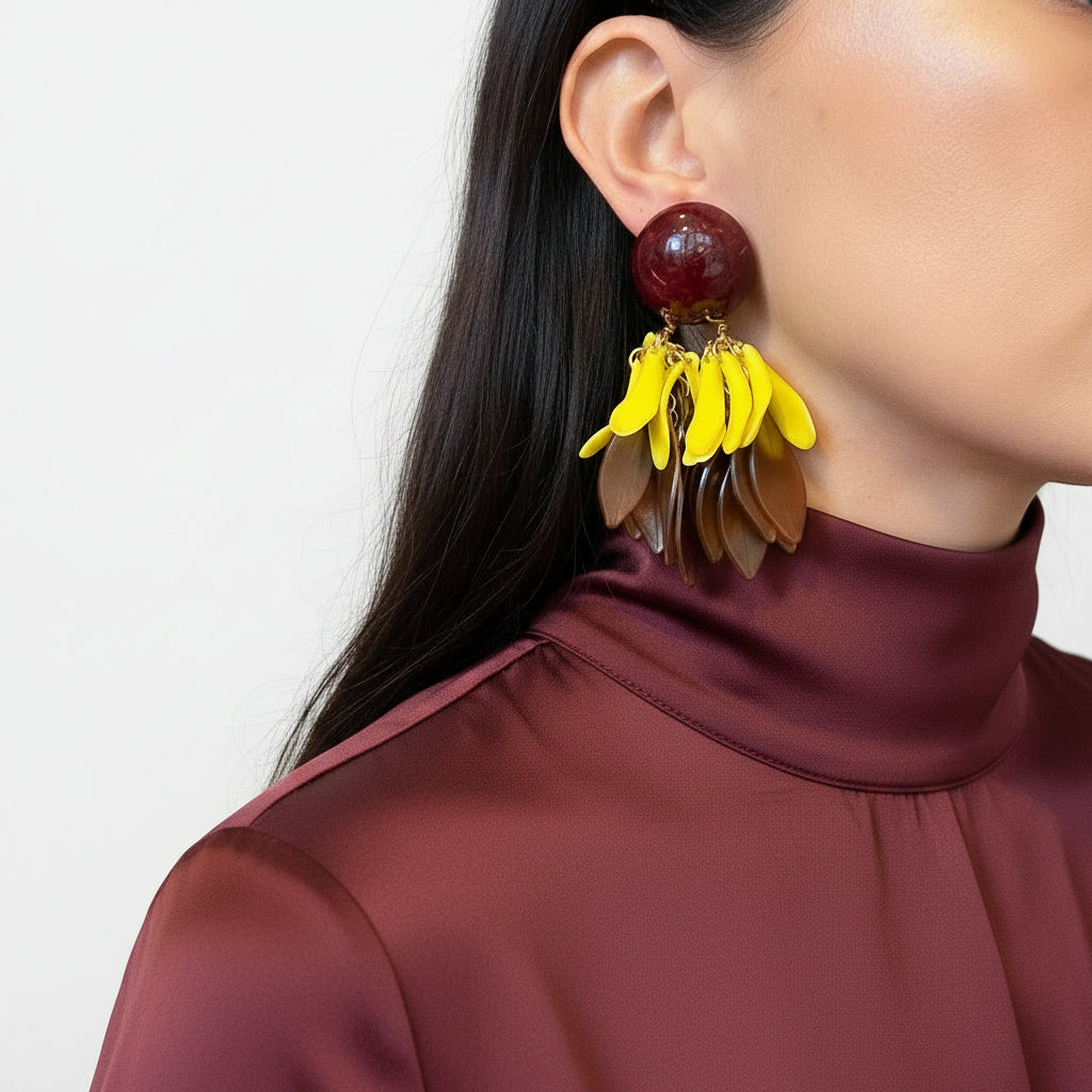 Aros bordo amarillo y rose