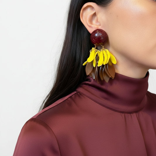 Aros bordo amarillo y rose