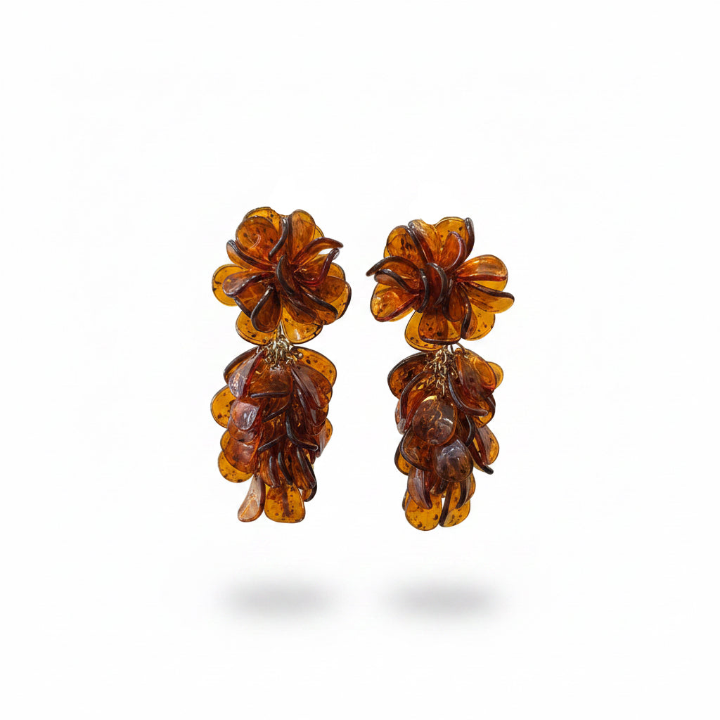 Aros flor con lluvia carey
