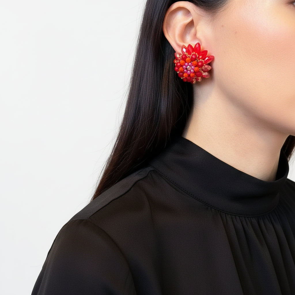 Aros flor cristal cortos