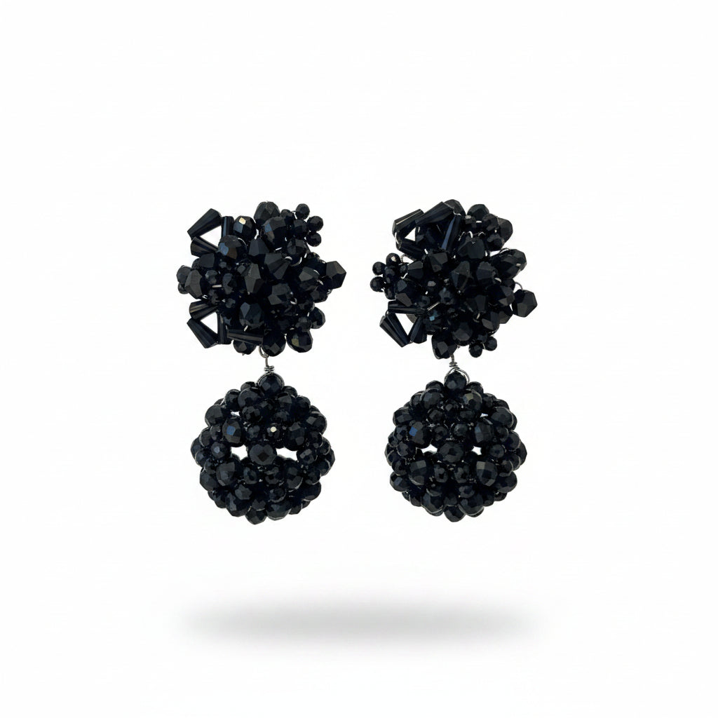 Aros esferas cristal negro
