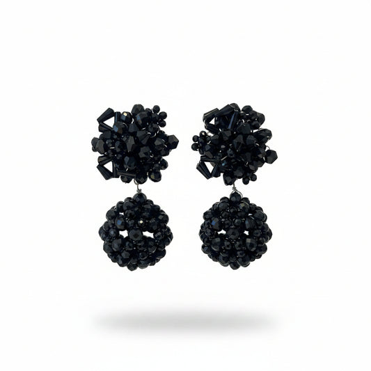 Aros esferas cristal negro