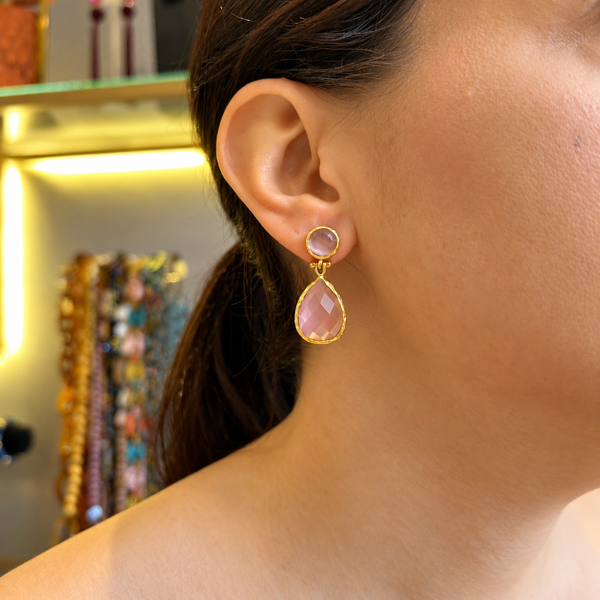 Aros piedra rosa