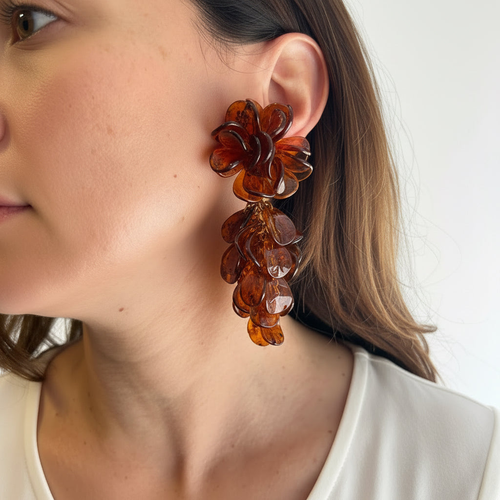Aros flor con lluvia carey