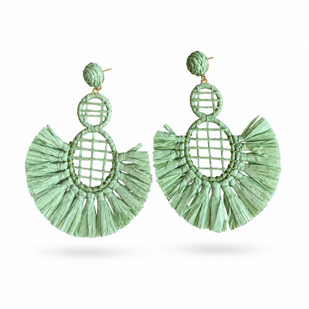 Aros de rafia verde agua