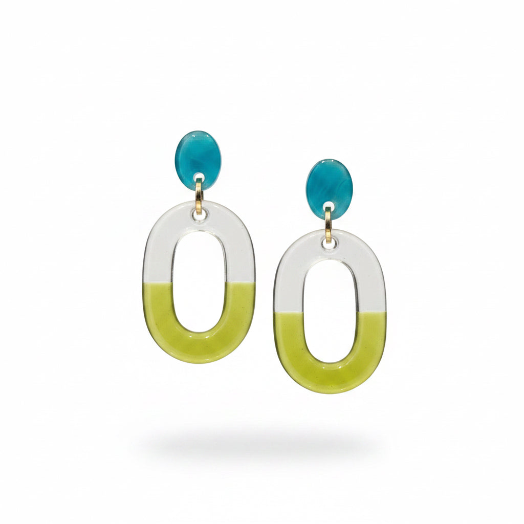 aros de resina verde y turquesa
