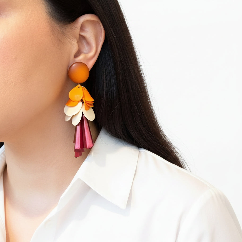 Aros naranja beige y bordo