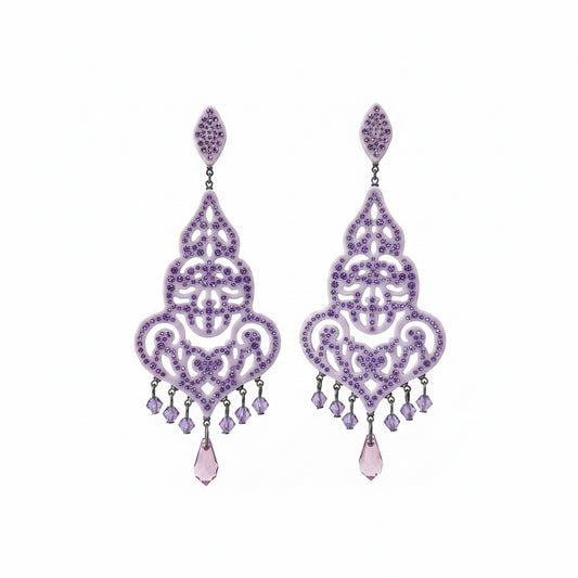 Aros lila resina y strass
