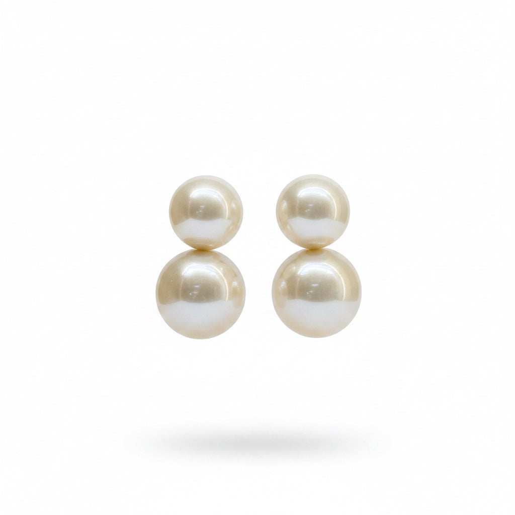 Aros doble perla grandes