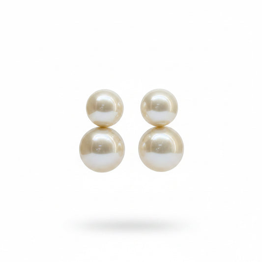 Aros doble perla grandes